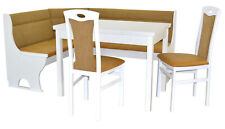 Eckbankgruppe "Carmen"  Weiß, Truheneckbank, Auszugstisch, in 5 Stoffvarianten