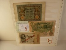 3 X Alte Geldscheine, 1922