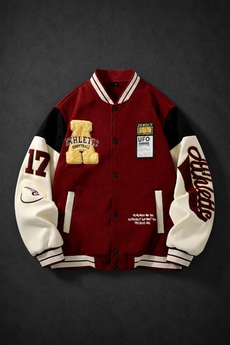 Rot beige vintage collegejacke - rot,