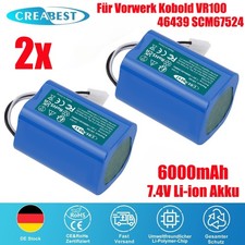 2x Akku Für Vorwerk Kobold VR100 Saugroboter 46439 SCM67524 6000mAh 7.4V Li-ion