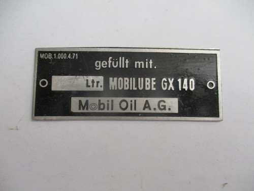 Typenschild schild mobilöl - typenschild,