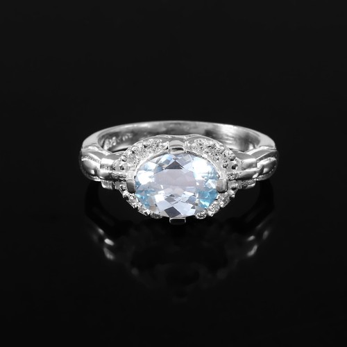 Aquamarin ring solide - ring, 925