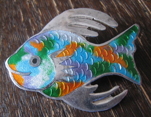 Vintage fisch brosche - vintage, 925er