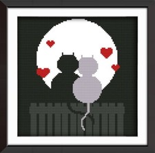 Kreuzstich Stickpackungen Paar Katze Silhouette Liebe Tiere Bilder Vorlagen S...