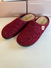 Rohde Damen Hausschuh 6632 Clog Softfilz Gr. 37 Rot Silber Wechselfußbett neu