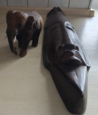 Elefant Maske Holz handgeschnitzt Deko Afrika exotisch