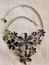 Pilgrim Kette Blumen Silber-Grün-Dunkelblau