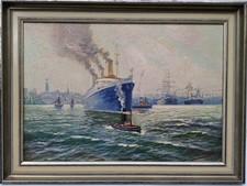 Alfred Jensen;Transatlantik Imperator - Klasse in Hamburger Hafen.