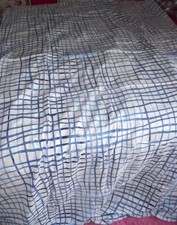 1x Ikea Gardine,Schal,Tänkvärd,Blau,Weiß,Schlaufen,Baumwolle,145x300 cm,Neuwerti