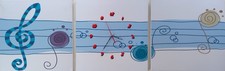 Triptychon Musik Noten Wanduhr