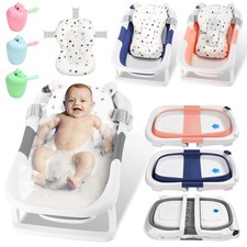 Baby Badewanne Faltbare Babywanne Anti-Rutsch mit Badematte Kissen Dusche Wanne