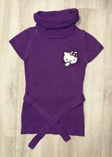 C&A Hello Kitty Sanrio Strickkleid Gr. 110 lila Schalkragen kurz Pullunder Pulli