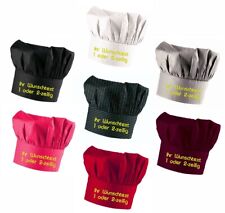 Kochmütze mit Name bestickt. Personalisierte Kochmütze für Damen und Herren 