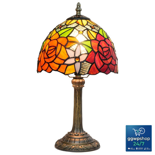 Tischlampe buntglas rose - tischlampe,