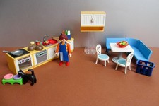 Playmobil Küche mit Eckbank Sitzgruppe Figur Katze Zubehör Doll-House