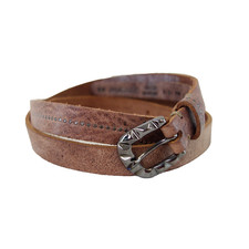 Gürtel NURAGE Braun Damen Schmal Nieten Leder Metallschnalle Größe 94 Np 139 Neu