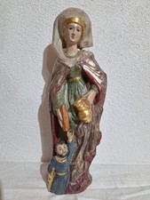 alte Heiligenfigur Holz heilige Elisabeth von Thüringen geschnitzt farbig gefaßt