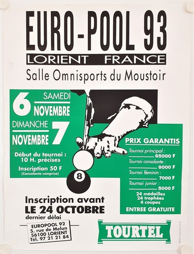 Plakat billard 1993 euro pool - billard,
