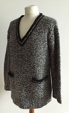 SMILLA STRICK PULLOVER GR.S IN SALZ & PFEFFER OPTIK MIT TASCHEN PULLI