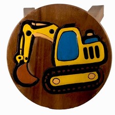 Kinderhocker Holz 25cm kleiner Hocker für Kinder Kinderstuhl Sitzhocker Bagger