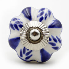 Möbelknopf Möbelgriff Möbelknöpfe Keramik Möbelknäufe Porzellan  Blau Weiß zw