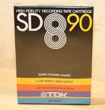 1x TDK SD 8 90 8-Track Tape Cartridge 90 Minuten 8 Spur Leerkassette 8TR-90SD