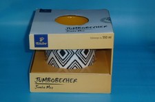 Tchibo - Jumbobecher "Ethno-Style" - schwarz-weiß-orange - Neuwertig