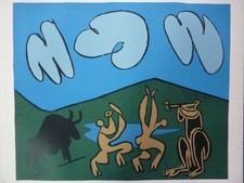PABLO PICASSO - Linolschnitt 1962 "Bacchanal mit Stier" !!!