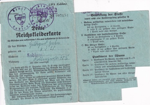 Dritte reichskleiderkarte 2 - dritte,