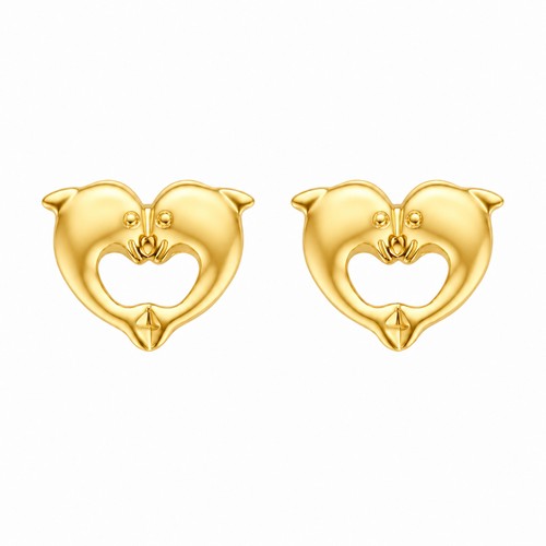 Delfin ohrstecker gelbgold - ohrstecker,