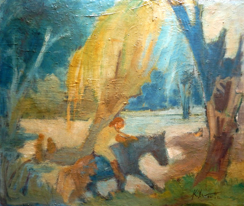 Blaues pferd mit - pferd, reiter