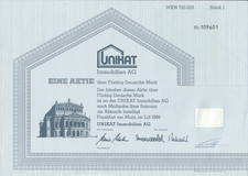 UNIKAT Immobilien AG 50 DM  1988 AKTIE HISTORISCHES WERTPAPIER