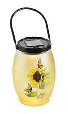 Romantische Solar-Glasleuchte "Sonnenblume" warmweißem LED-Licht 19 cm B-WARE