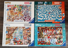 Ravensburger Puzzle 4 x 1000 Teile TOP Zustand 1xgelegt Disney Pokemon Smurfs