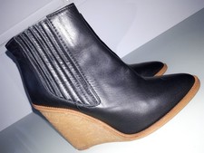 ZARA Leder Spitze Ankle Boots Stiefelette Wedge Chelsea Stiefel Gr. 38/Neuwertig
