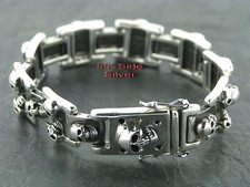 Totenkopfarmband Silberarmband 22cm 925 viele Schädel Totenköpfe Totenkopf Skull