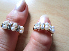 Ohrringe Halbcreolen  333 Gold - mit Saatperlen - 3,2 Gramm