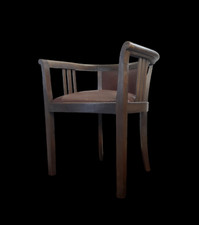 Alter Holzstuhl Holzsessel Armlehnstuhl Schreibtischstuhl Leder / Kunstleder