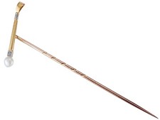 Jugendstil 585 Gold Martin Mayer Mainz Diamant Natur Perle Krawattennadel!