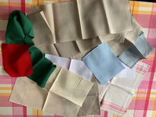 Kreuzstich-Stickstoffe, Leinen, verschiedene Farben,Reste, Konvolut