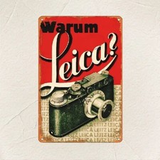 Blechschild Warum Leica Fotoapparat 30x20cm Vintage Retro Nostalgie TEL1408