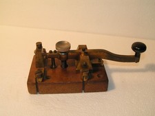 Antike Telegrafen Taste Morsetaste  Telegraphie  Messing / Holz selten
