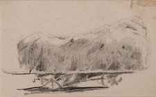 Karl Raupp Heuwagen Bauern Unikat mit Nachlaßstempel Bleistift Zeichnung