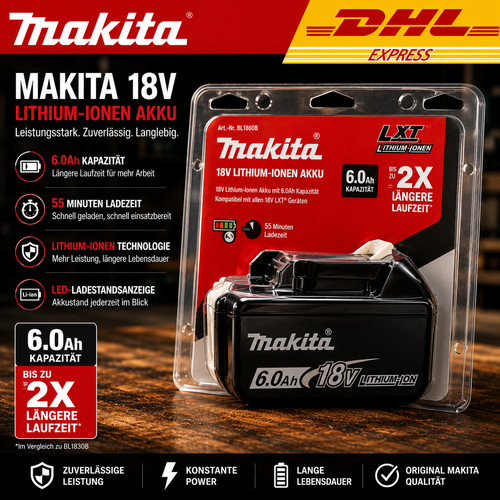 Makita 18v original akku - original, 6,0ah