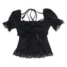 Damen Gothic Bluse Spitze