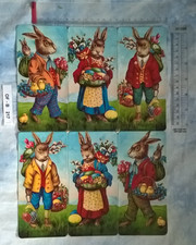 1 XL-Bogen Osterhasen , Z&M 1100, alte Oblate Glanzbild Prägedruck , OF-B217 M