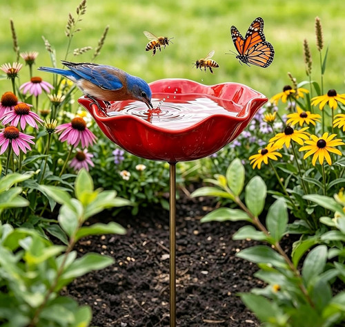 Vogeltränke stehend blume - vogeltränke, stehend,blume