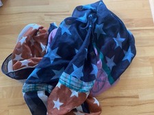 damen tuch schal Groß Sterne Peace Streifen Bunt Loop