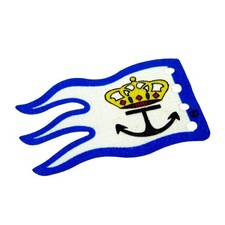 1x Lego Stoff Fahne 8x5 weiß blau Krone Anker Wappen Flagge 6280 6291 x376px5
