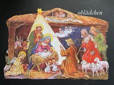 # GLANZBILDER # EF 5021 Bild - Karte / Riesenoblate : Jesus Krippe / Stall  #